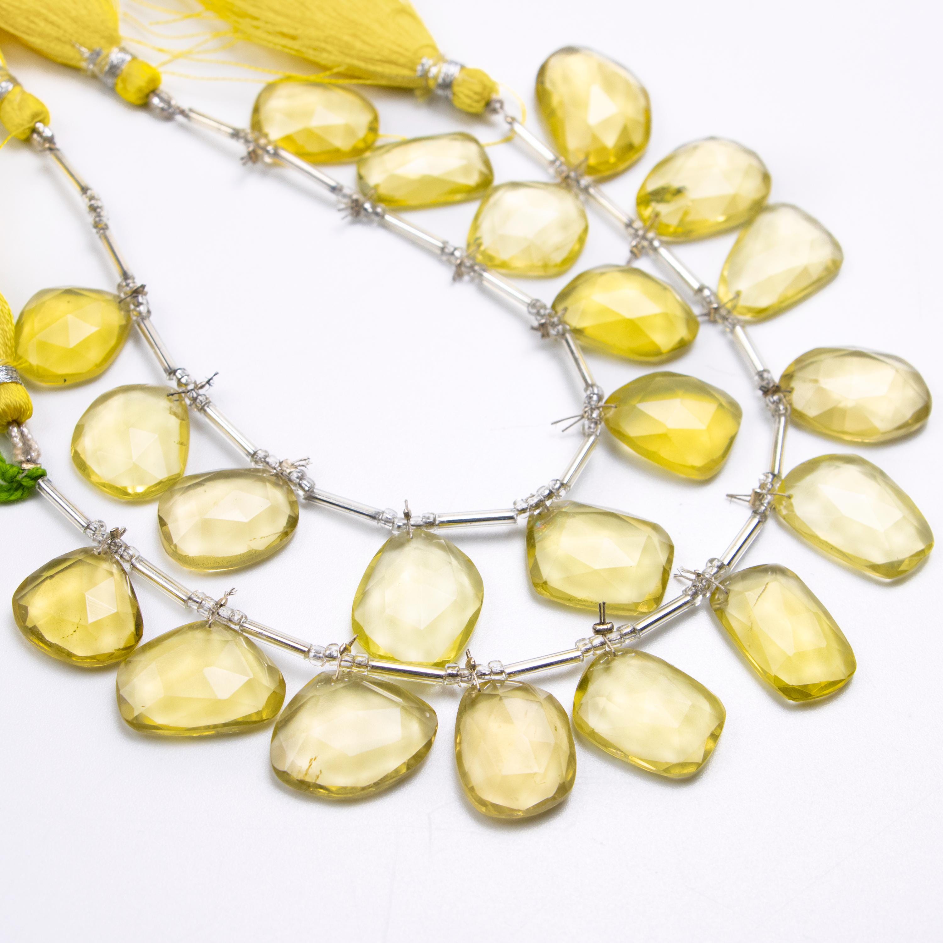 AA Quality Natural Lemon Quartz Briolettes, Faceted Lemon Quartz