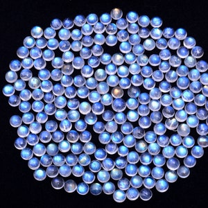 Rainbow Moonstone Round Cabs Loose Gemstone, 6 mm, Moonstone Round Cabs, Rainbow Moonstone Jewelry Making Gemstone Cabochon, SKU988