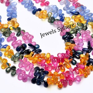 Multi Sapphire Faceted Pear Beads, Natural Multi Sapphire Beads, Beads for Jewelry Making, Gemstone Loose Beads, Wholesale Beads, SKU1056