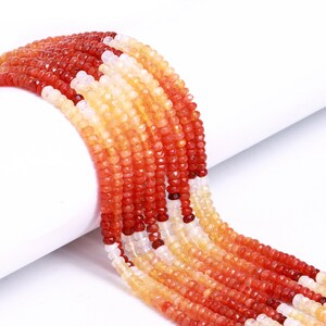 AA Quality Mexican Fire Opal Faceted Rondelle Beads, 3.5 mm to 4 mm, Mexican Fire Opal Faceted Beads, Rondelle Beads For Jewelry, SKU1781