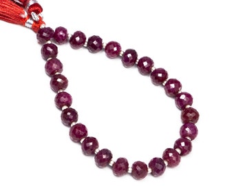 Cuentas de rubí y corindón facetadas, de 7 a 8 mm, para joyería, tira de 18 cm, SKU015