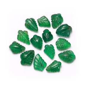 AA Quality Emerald Leaf Carving Gemstone Lot, Natural Emerald Fancy Leaf Shape Gemstone, Emerald Jewelry Making Gemstone Carving, SKU1919