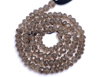 Natural Smoky Quartz Faceted Rondelle Beads, Smoky Quartz Beads, Quartz Rondelle Beads, Handmade Jewelry Making Beads, 15 Inch, SKU426