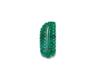 AA Quality Emerald Leaf Carving Loose Gemstone, Natural Emerald Fancy Leaf Shape Gemstone, Emerald Jewelry Making Gemstone Carving, SKU1884