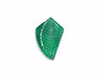 AA Quality Emerald Leaf Carving Loose Gemstone, Natural Emerald Fancy Leaf Shape Gemstone, Emerald Jewelry Making Gemstone Carving, SKU1876
