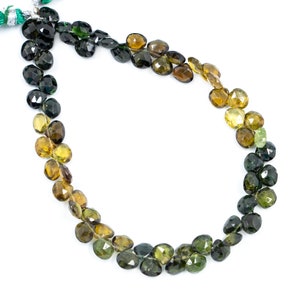 AA Quality Chrome Tourmaline Faceted Heart Beads Briolettes, Chrome Tourmaline Fancy Heart Shape Briolettes, Handmade Briolettes, SKU298