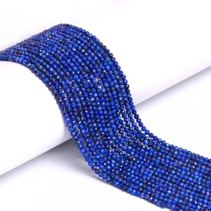 Natural Lapis lazuli Micro Faceted Round Beads, 2.5 mm To 3 mm, Lapis Lazuli Round Beads, Lapis Jewelry Making Gemstone Beads, SKU1763