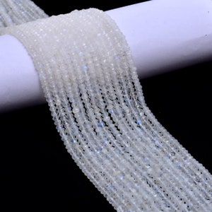 Natural Rainbow Moonstone Faceted Rondelle Beads, Rainbow Moonstone Rondelle, Blue Flash Moonstone Jewelry Making Beads, 13.5 Inch, SKU1111