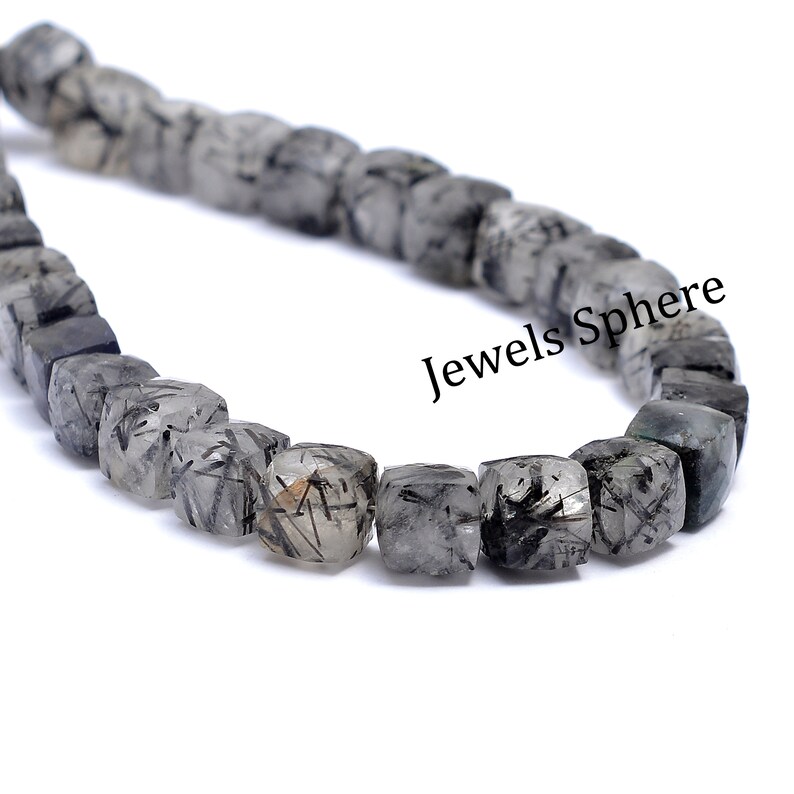 Quality Black Rutile Faceted Cube Shape Beads Natural Etsy
