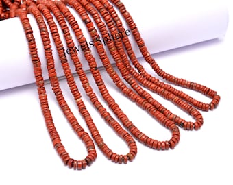 Cuentas Heishi lisas de jaspe rojo, de 5 mm a 6 mm, ruedas de jaspe rojo, cuentas de piedras preciosas de jaspe rojo para la fabricación de joyas hechas a mano, 16 pulgadas, SKU829