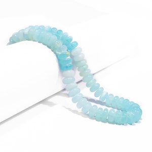 Light Blue Shaded Opal Smooth Rondelle Beads, Fancy Color Opal Beads, Opal Smooth Beads, Opal Rondelle Beads, Jewelry Making Beads, SKU2472