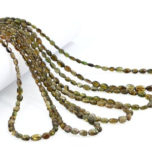AA Quality Green Tourmaline Smooth Oval Beads, Natural Tourmaline Oval Beads, Plain Tourmaline Beads, Tourmaline Gemstone Beads, SKU1641