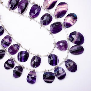 Multi Fluorite Faceted Irregular Flat Slices Beads, Fluorite Organic Beads, Multi Fluorite Jewelry Making Gemstone, 12 Piece, SKU1235