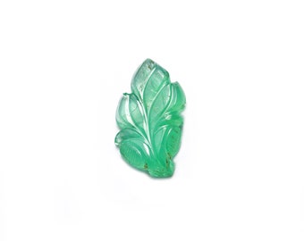 AA Quality Emerald Leaf Carving Loose Gemstone, Natural Emerald Fancy Leaf Shape Gemstone, Emerald Jewelry Making Gemstone Carving, SKU1888