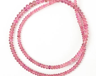 Rubellite Pink Tourmaline Smooth Rondelle Beads, Rubellite Smooth Beads, Rubellite Rondelle Beads, Rubellite Jewelry Making Beads, SKU2254