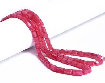 Ruby Gemstone Beads, Faceted Cylinder Beads, Wholesale Gemstone, 3x5 - 8x11mm, 16" Strands, Tube Shape Stone For Jewelry, SKU1846
