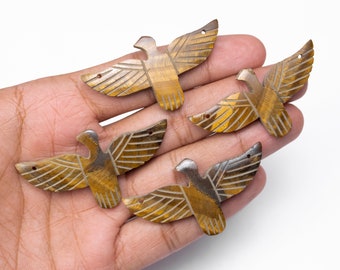 Natural Tiger Eye Carving Eagle Gemstone, Handmade Loose Stone, (SKU395)