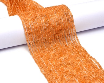 Citrine Faceted Rondelle Beads, 3 mm To 3.5 mm, Citrine Rondelle Beads, Citrine Handmade Jewelry Making Gemstone Beads, 14 Inch, SKU873