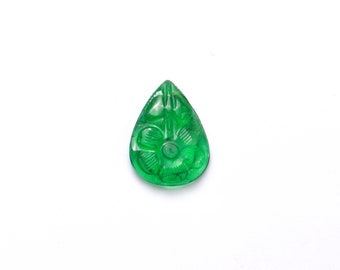 AA Quality Emerald Leaf Carving Loose Gemstone, Natural Emerald Fancy Leaf Shape Gemstone, Emerald Jewelry Making Gemstone Carving, SKU1883