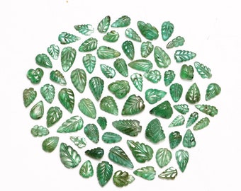 AA Quality Emerald Leaf Carving Gemstone, Natural Emerald Fancy Leaf Shape Gemstone, Emerald Jewelry Making Gemstone Carving, SKU2091