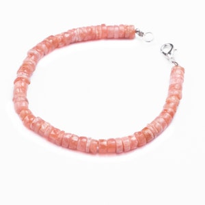 Natural Rhodochrosite Bracelet, Smooth Heishi Tyre Beaded Bracelet, (SKU2514)