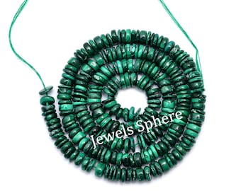 Cuentas lisas de malaquita natural, ruedas de malaquita, cuentas heishi de malaquita, cuentas de malaquita para joyería, 40,6 cm, SKU635