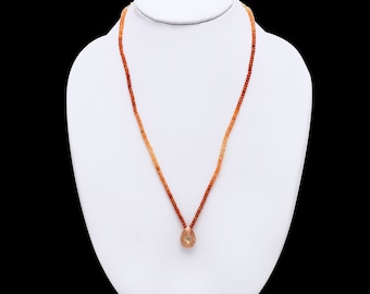 Simple Citrine Pendant Necklace, Shaded Carnelian Necklace, Citrine Pendant Necklace, Gemstone Necklace, Adjustable Necklace, NK105