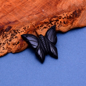 Czarny Onyks Fantazyjny Motyl Kamień Szlachetny Rzeźba, Czarny Onyks Wisiorek Motyl, Czarny Onyks Wisiorek Kamień Szlachetny, Biżuteria Koraliki Onyksowe, SKU1512