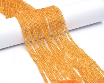 Contas rondelle facetadas de citrino grau AA, citrino facetado, contas rondelle facetadas, 14 polegadas, joias de citrino para fazer contas de pedras preciosas, SKU875