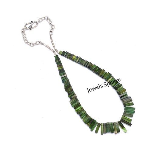 Natural Green shops Tourmaline Tube Shape Necklace, Green Tourmaline Gemstone Beads Necklace, Green Tourmaline Necklace, Fancy Necklace, SKU526