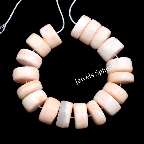 Natural Peach White Opal Smooth Tyre Beads, 20 mm To 26 mm, White Opal Wheels, White Opal Jewelry Making Gemstone Beads, store 8 Inch, SKU463