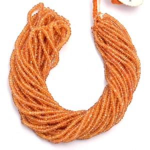 Orange Songea Sapphire Faceted Rondelle Beads, 2 mm To 3 mm, Songea Sapphire Beads, Orange Sapphire Jewelry Making Gemstone Beads, SKU025
