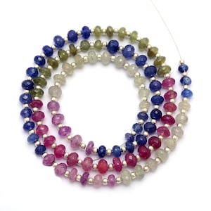 AA Quality Multi Sapphire Faceted Rondelle Beads, Multi Sapphire Beads, Multi Sapphire Jewelry Beads, Handmade Multi Sapphire, SKU1475