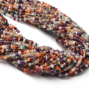 Mix Semi Faceted Rondelle Beads, Mix Semi Gemstone Beads. Multi Rondelle Beads, Handmade Gemstone Gift For Women, 14 Inch, SKU716