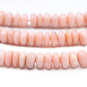 AA Quality Pink Opal Smooth Rondelle Beads, Natural Light Pink Opal Rondelle Shape Handmade Mala Beads, Pink Opal Smooth Beads, SKU1577