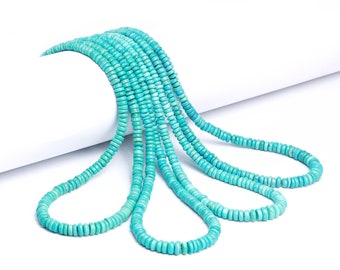 AA Quality Natural Turquoise Smooth Rondelle Beads, Turquoise Smooth Bead, Turquoise Faceted Handmade Jewelry Making Gemstone Beads, SKU1795