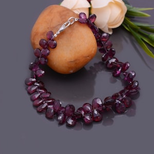 Drop Red Gorgeous Bracelet, Rhodolite Garnet Bracelet, Pear Shape Fancy Beads Bracelet, Faceted Beads Bracelet, Handmade Bracelet, NK067