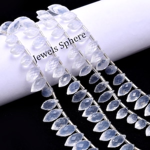 Ice Quartz Faceted Marquise Beads, Ice Quartz Marquise Beads, Quartz Faceted Marquise, Ice Quartz Jewelry Making Gemstone Beads, SKU1133