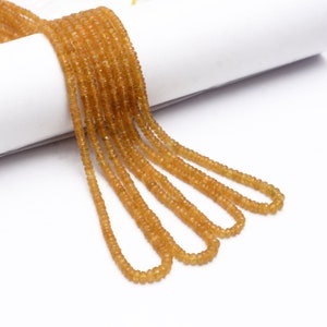 Yellow Sapphire Faceted Rondelle Beads, Yellow Sapphire Beads, Yellow Sapphire Handmade Jewelry Making Gemstone Beads, SKU1472