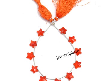 Natural Carnelian Star Beads, Faceted Orange Carnelian Star Carving Beads (SKU553)