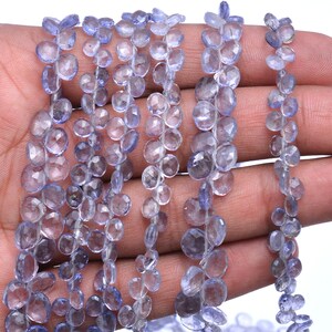 Natural Iolite Faceted Heart Shape Beads, Blue Iolite Heart Shape Beads, Iolite Jewelry Making Gemstone Beads, 7 Inches Strand, SKU018