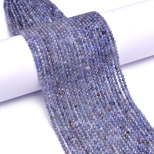 Natural Tanzanite Micro Faceted Round Balls Beads, 3 mm, Tanzanite Round Beads, Tanzanite Handmade Jewelry Making Beads, 13 Inch, SKU960