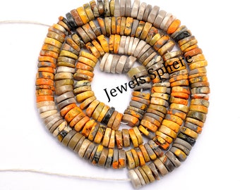 Bumble Bee Smooth Coin Beads, Wholesale Gemstone, Wheels & Tyre Shape, Heishi Gemstone Jewelry Making, 17", SKU598