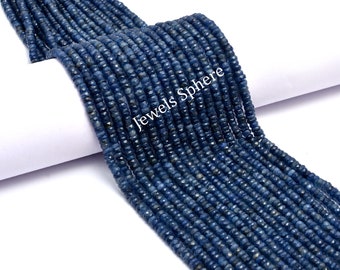 Cuentas de zafiro azul, cuentas facetadas de neumático, cuentas heishi naturales, piedras preciosas talladas en rueda, fabricación de collares y pulseras, SKU1072