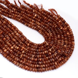Sunstone Faceted Rondelle Beads, Sunstone Beads, Sunstone Handmade Jewelry Making Gemstone Beads, 17 Inch Strand, SKU1433