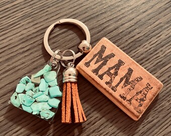 Gone Surfing Woodburned Keychain