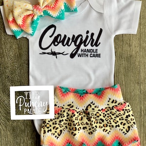 Baby Full Outfit Set / Toddler Full Outfit Set / Trendy Baby Clothes / Cowgirl Handle With Care Western Baby Clothing Set