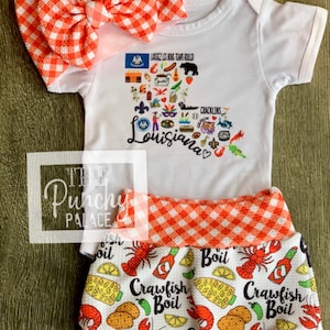 Baby Full Outfit Set / Toddler Full Outfit Set / Trendy Baby /  Designer Baby Clothing / Louisiana Things Crawfish Boil Baby Clothing Set