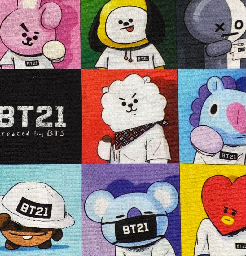 BTS Bangtan BT21 Collage 100% Cotton Fabric Fat Quarter | Etsy