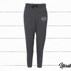 Bookish Sweatpants I Heart Books Embroidered Joggers Comfy Loungewear Gift for Readers Bibliophiles Book Worms Book Nerds Reading Sweatpants